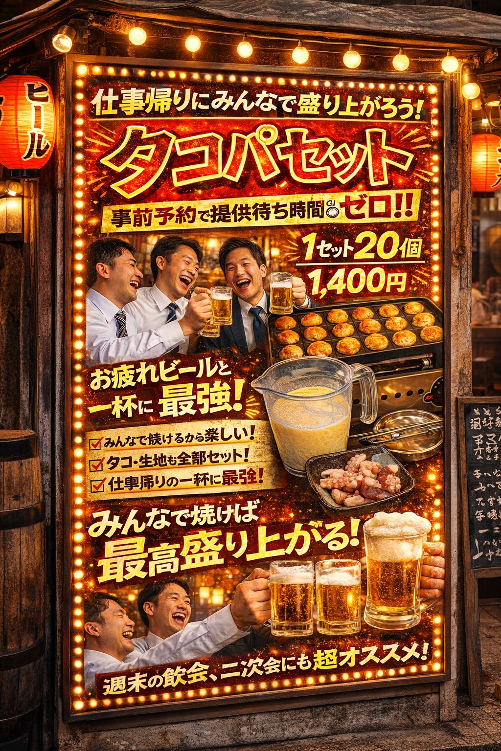 みんなで焼いて楽しめるタコパセット 1セット20個1,400円
